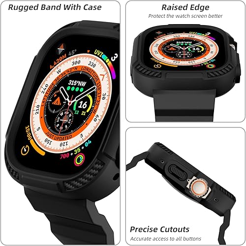 Miniatura 3 de OROBAY Compatible con Apple Watch Ultra Band de 1929in con funda y protector de pantalla correa resistente para iWatch Ultra de 1929in con funda de