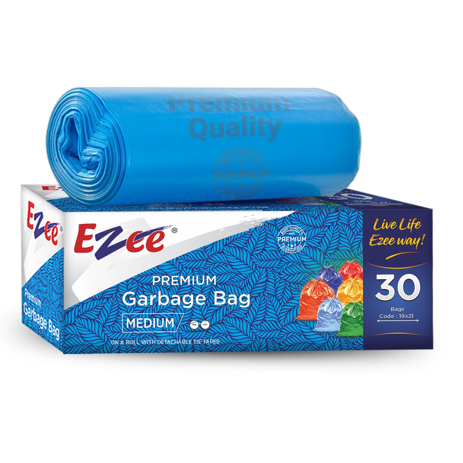 Ezee Blue Garbage Bags Medium 30 Pcs | 19 x 21 Inch | Dustbin Bags/Trash Bags/Dustbin Covers for Wet and Dry Waste (B0CNG7XY64) Amazon Price History, Amazon Price Tracker