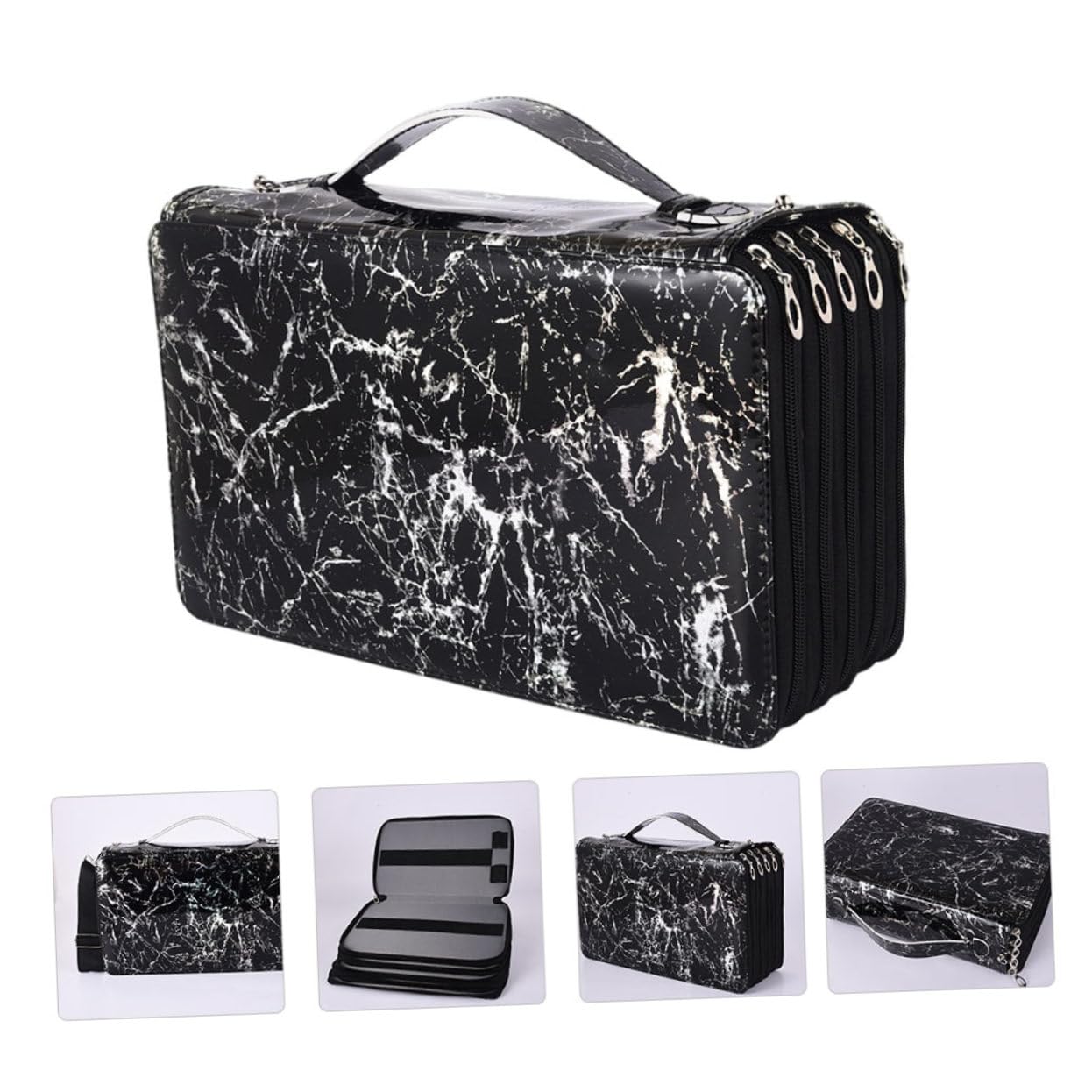Lurrose Grande Capacità Astuccio Organizzare Matite Oxford, Portapenne, Multistrato, Cerniera Portatile per Scuola Cancelleria