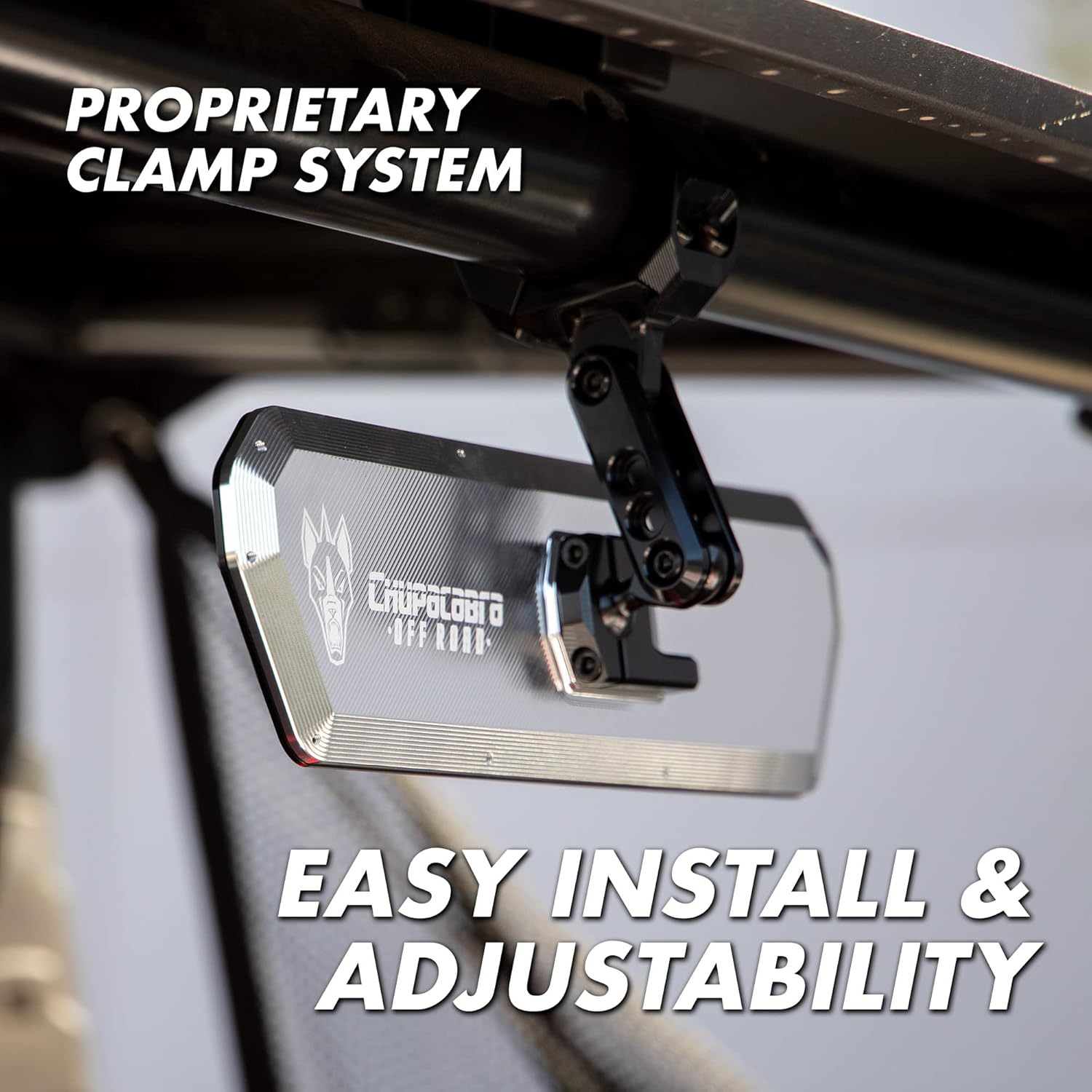 Chupacabra Offroad 11" Black Super Deluxe Center UTV Rear View Mirror - Compatible with 2.0" Roll Bar for Polaris and RZR - Convex Mirror Design with Aluminum Body