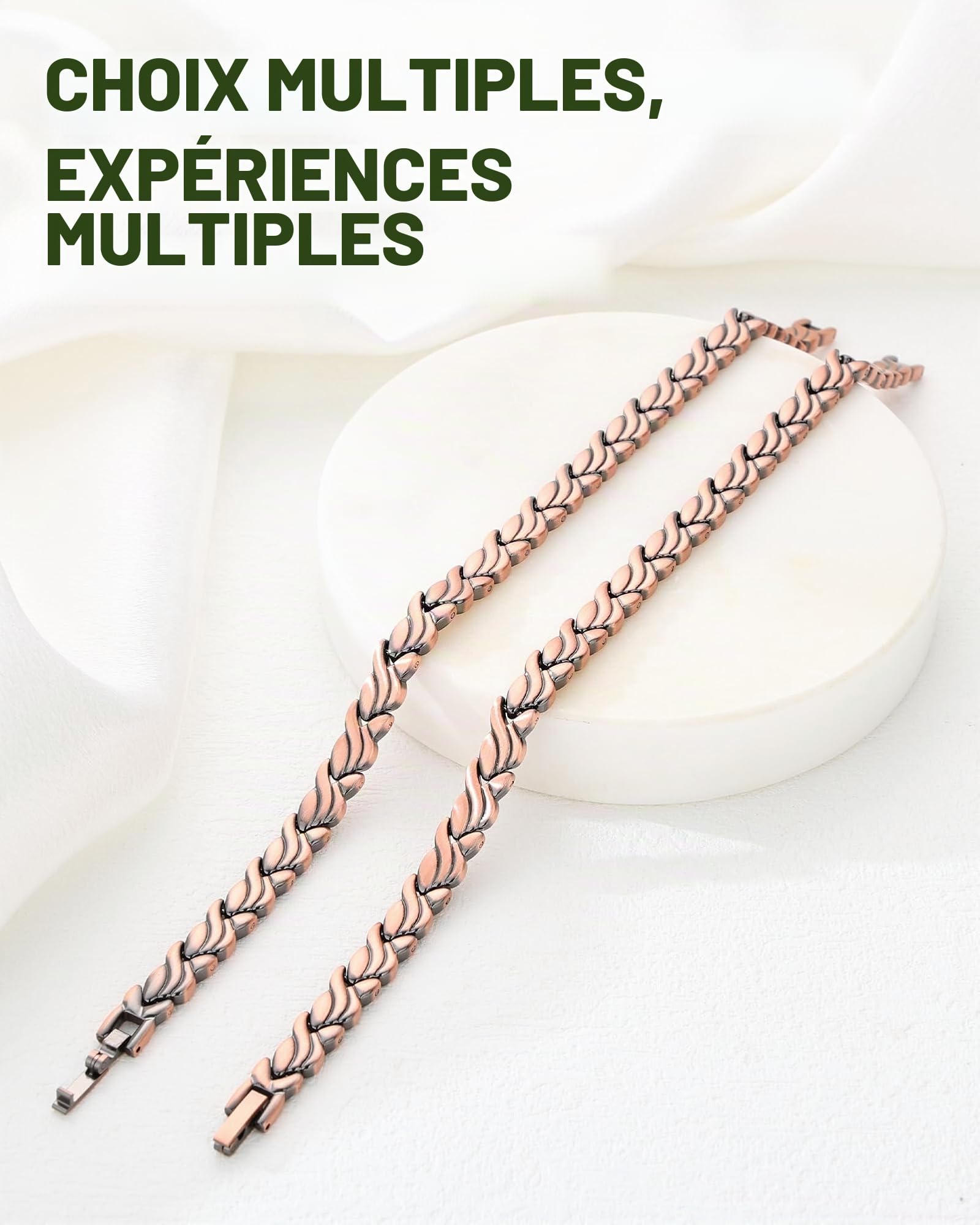 MagEnergy Bracelet en cuivre pur pour femme, bijou magnétique réglable avec motif queue de poisson, cadeau élégant à porter au quotidien