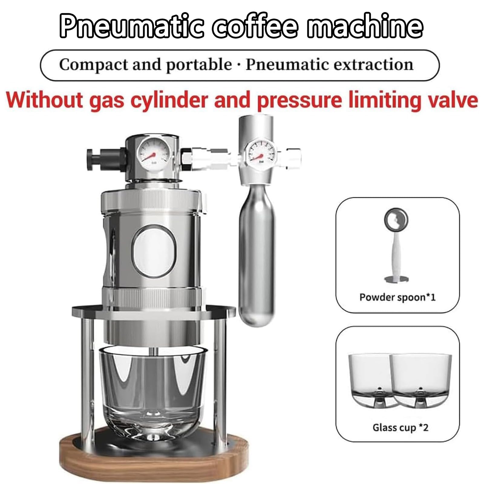 Macchina da caffè pneumatica, macchina da caffè manuale con manometro per una perfetta preparazione, design compatto per casa e viaggi, facile da usare