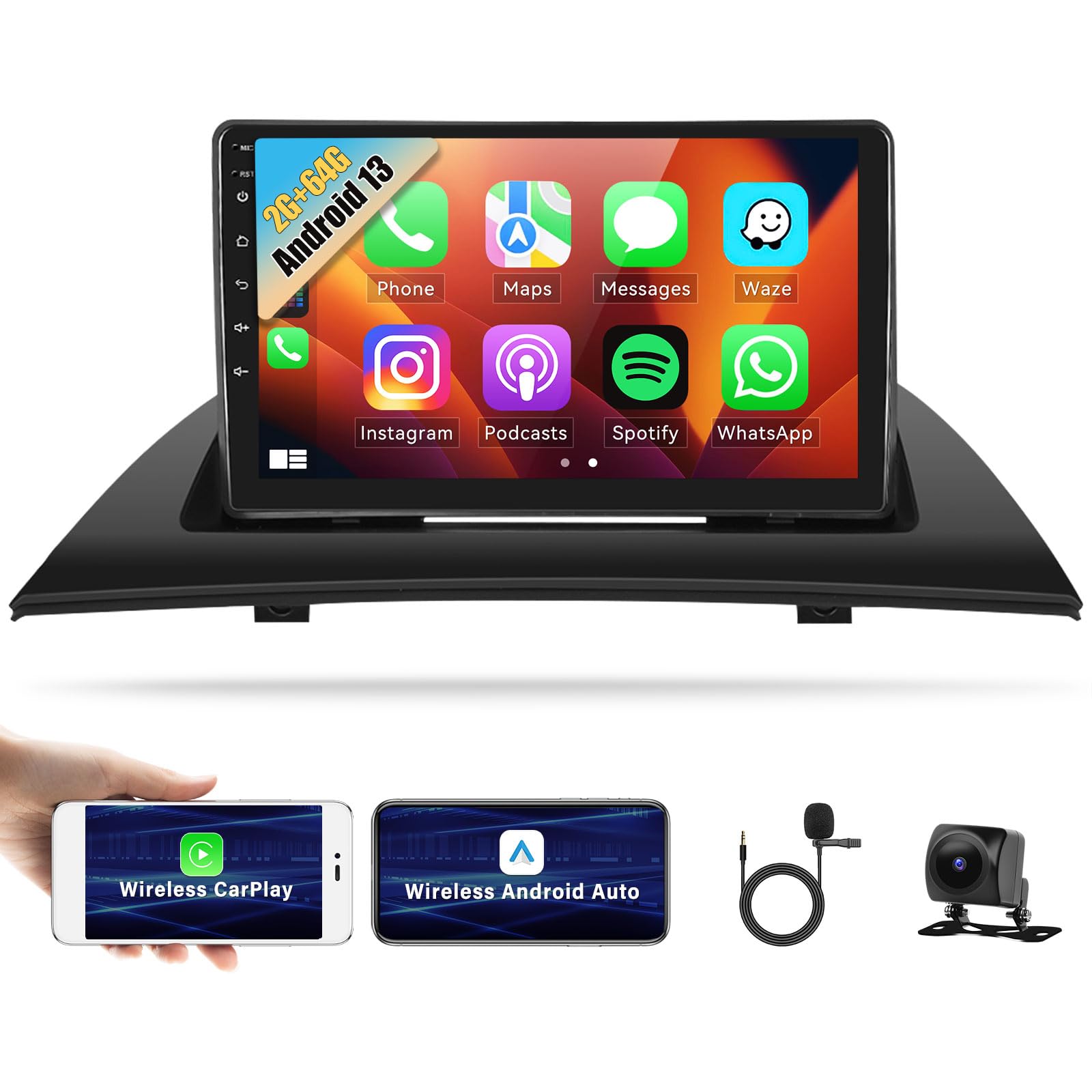 Android 13 Car Stereo For BMW 3 Series 2005-2013 - 9 Inch Touchscreen With Wireless CarPlay