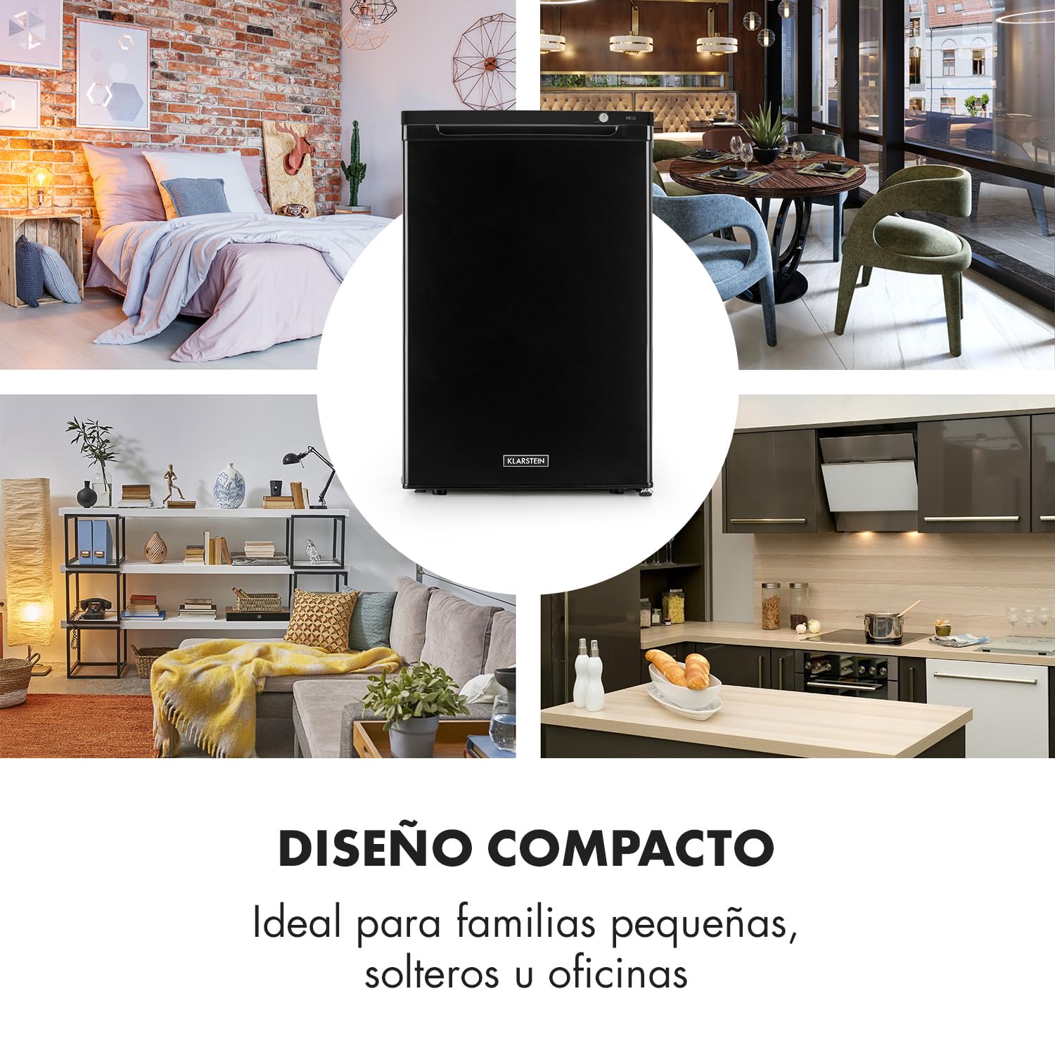Klarstein Congelador Pequeño Vertical Portatil, Mini Congelador Silencioso Casa y Oficina, Congeladores Capacidad 80 l. con Estante, Eficiencia Energética, Estante, Departamento Hielos y Rascador