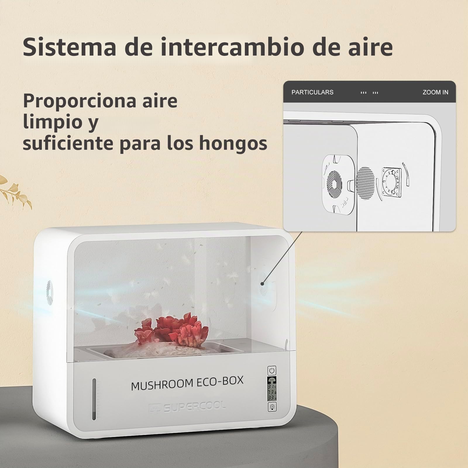 Set de Cultivo de Setas, Kit de Hongos Con Indicador de Temperatura y Humedad, Caja Inteligente
