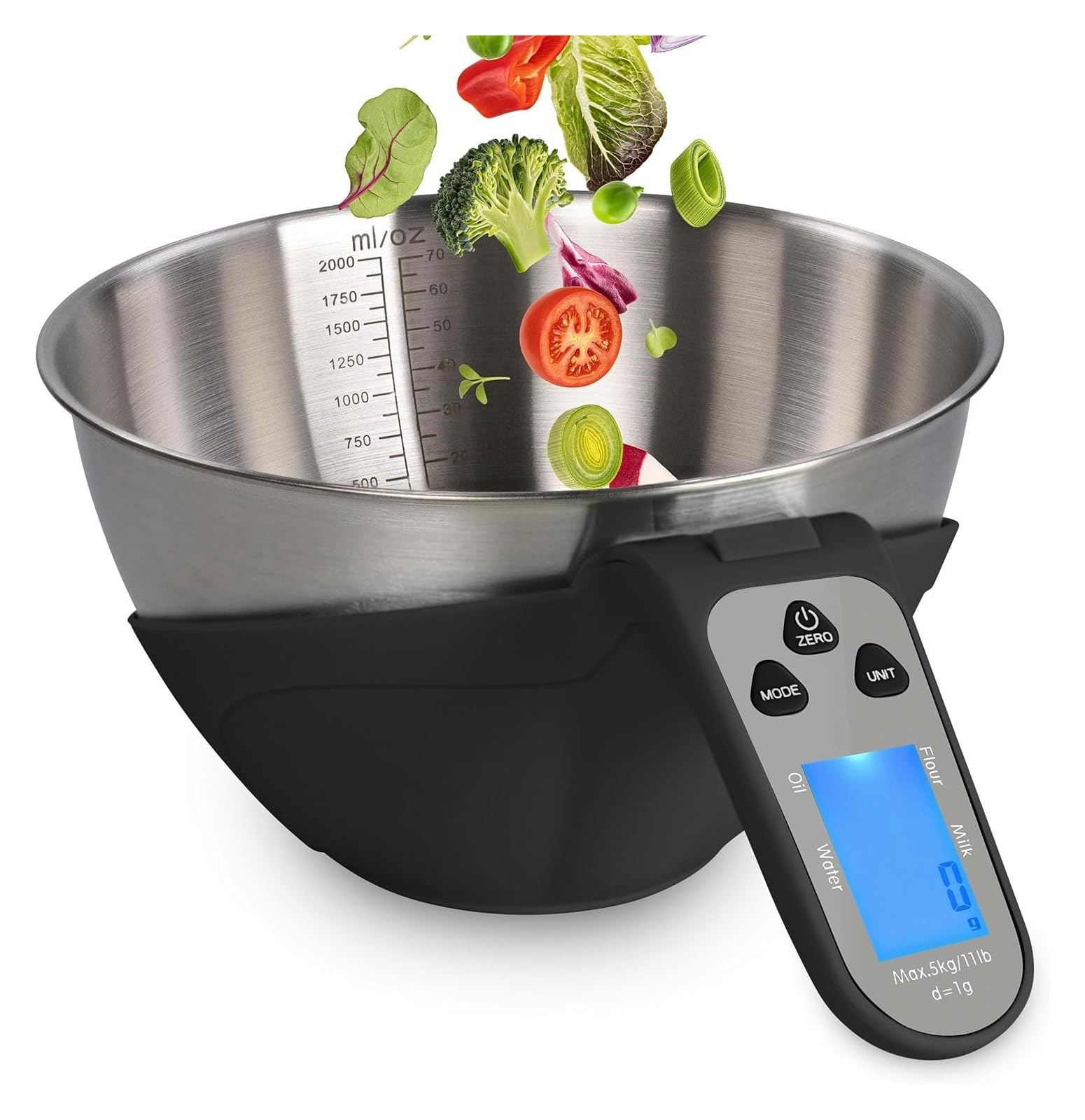 Stainless Steel Kitchen Scale, Electronic Scale for Flour, Baking, Fruits, Vegetables, and Household Food(Svart)