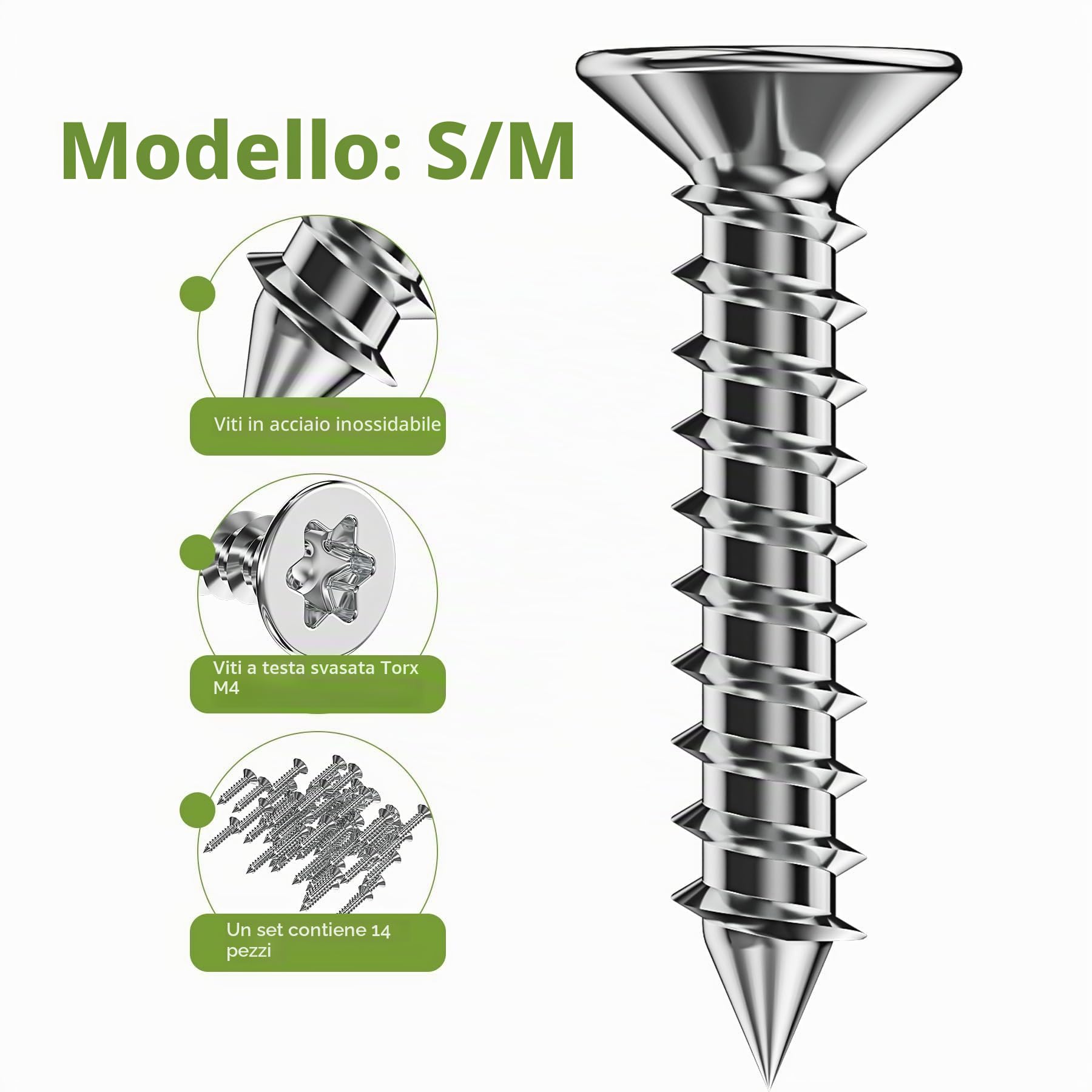 Forever Speed 2 Per Picchetti Per Robot Tosaerba Worx Landroid S/M, Sbavatura A Vite Svasata, 210 Mm, 14 Viti Autofilettanti