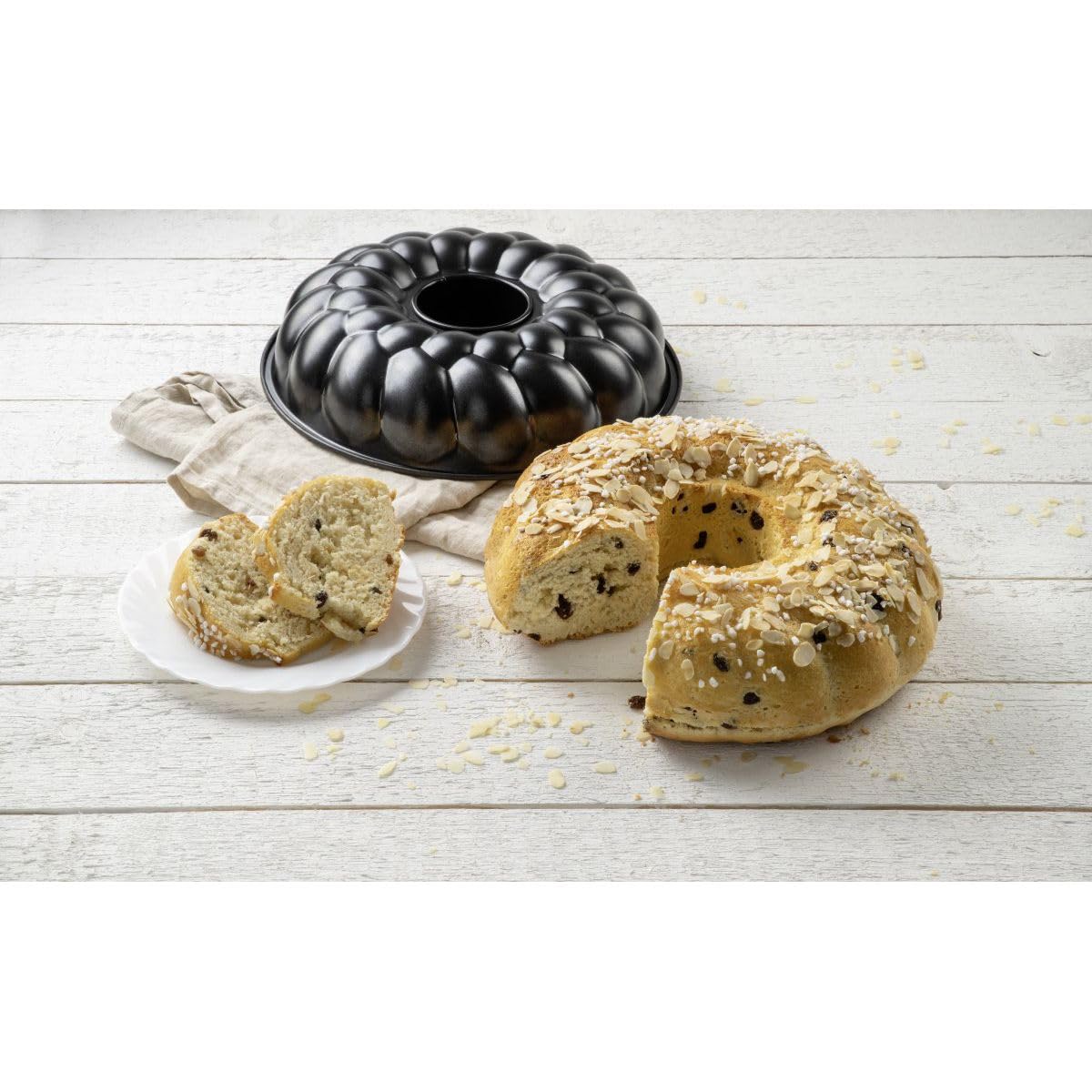 Zenker Stampo per ciambellone, stampo da forno per pane, torte, dolci, teglia in acciaio con rivestimento antiaderente, fino a 230°C, dimensioni 32 x 9 cm
