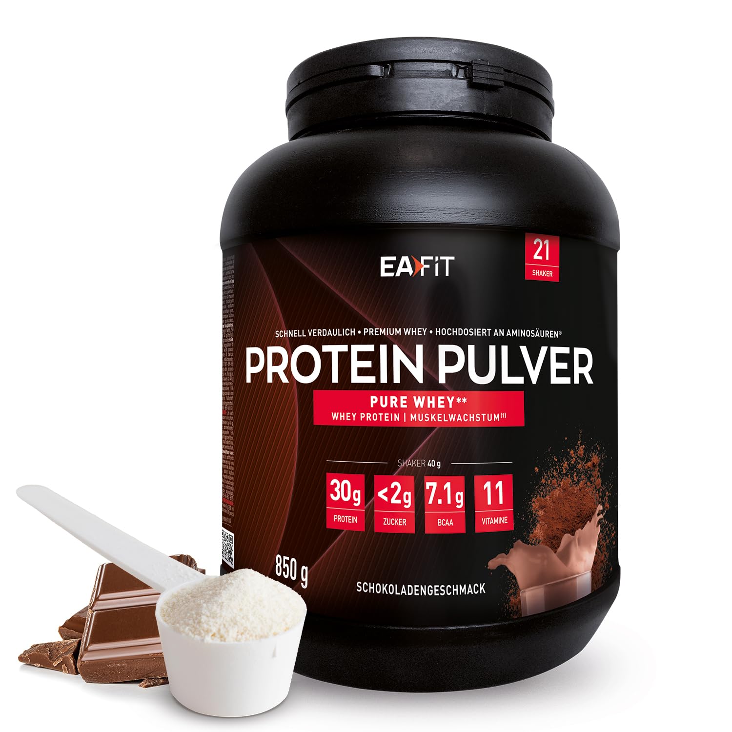Protein Pulver Schokolade 850g - Whey Protein Isolat - Muskelaufbau & Kraft