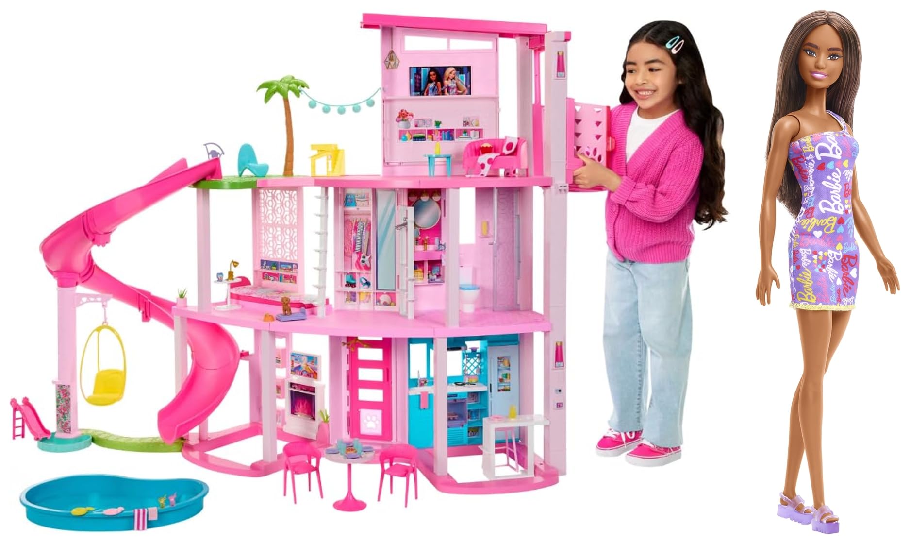 Barbie Dreamhouse Pool Party Doll House With 75 Pieces