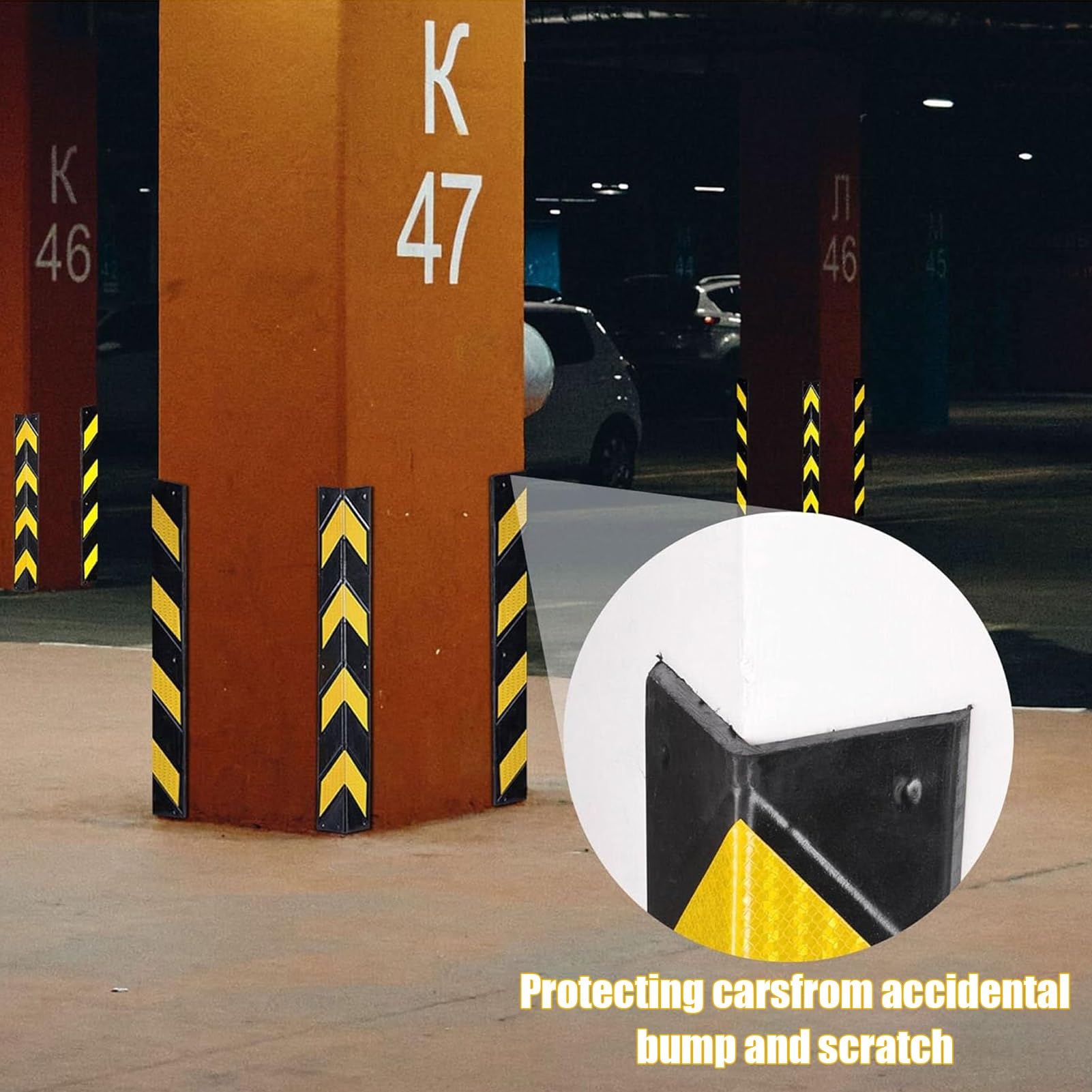 Paraspigoli per Colonna Garage, Proteggi Auto e Muri, in Gomma PVC Flessibile, Protezione per paraurti e Anti-graffio, Protezione per Angoli ad Alta visibilità(60cm)