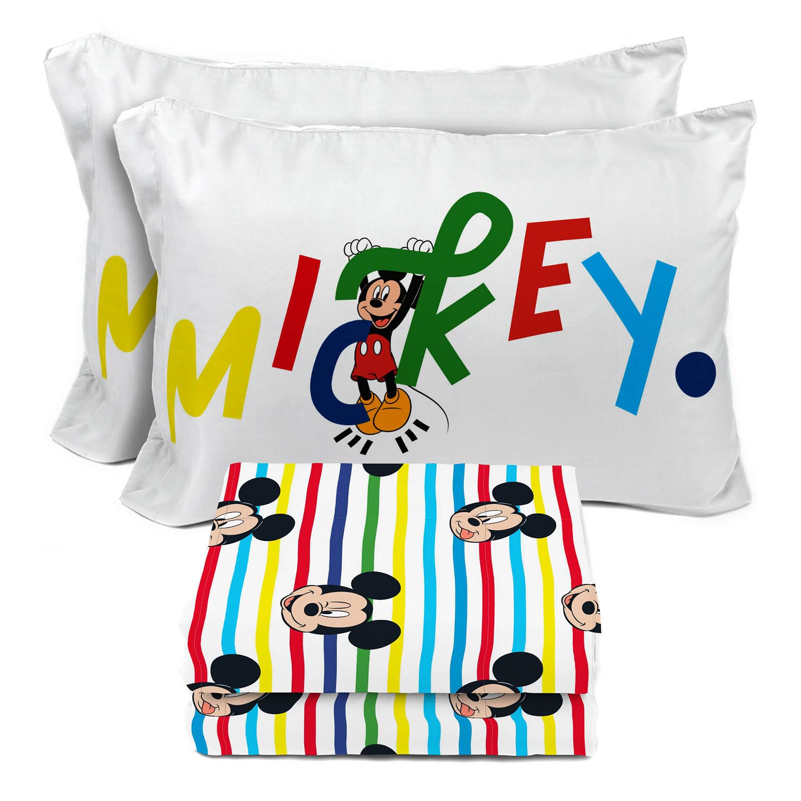 Disney Mickey Mouse Full Sheet Set - 4 Piece Kids Bedding Set Includes Pillow Cover - Super Soft Microfiber Sheets