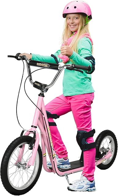 HOMCOM Teen Stunt Scooter Push Kick Scooters for Kids with Rubber Wheels Adjustable Handlebar Front Rear Dual Brakes Kickstand, for 5+ Years
