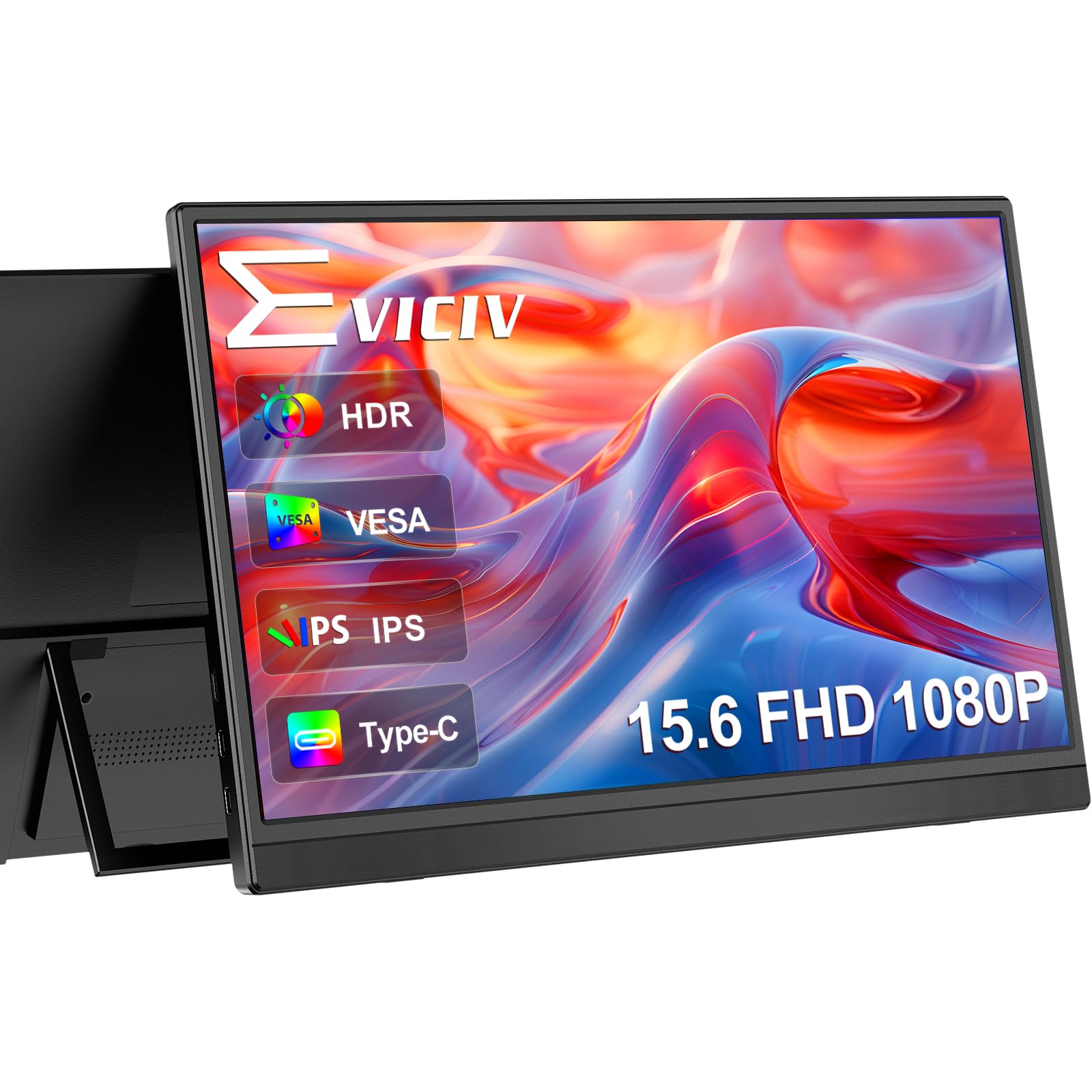 EVICIV Portable Monitor 15.6 Inch 1080P FHD Laptop Screen with Mini HDMI/Type-C Interface, IPS Display Matte Monitor with 2pcs VESA Hole, External Screen for PC/PS/Laptop/Phone