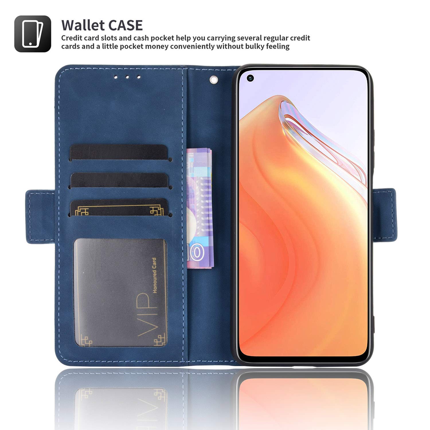 Vankii Cover per Xiaomi Poco M4 PRO 4G, Flip Caso Libro Portafoglio Custodia in Pelle PU Magnetica,Custodia Pelle Sintetica TPU Silicone Antiurto,Funzione Supporto Slot Schede (Blu