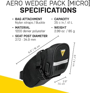 Topeak TC2471B Aero Wedge Pack with Strap Mount, Micro , Black