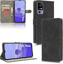 MOJIA Hülle für TCL 40R, Hochwertige Flip Wallet Anti-Drop Handyhülle aus PU Leder mit RFID Diebstahl Bürstenfunktion Schutzhülle. Schwarz