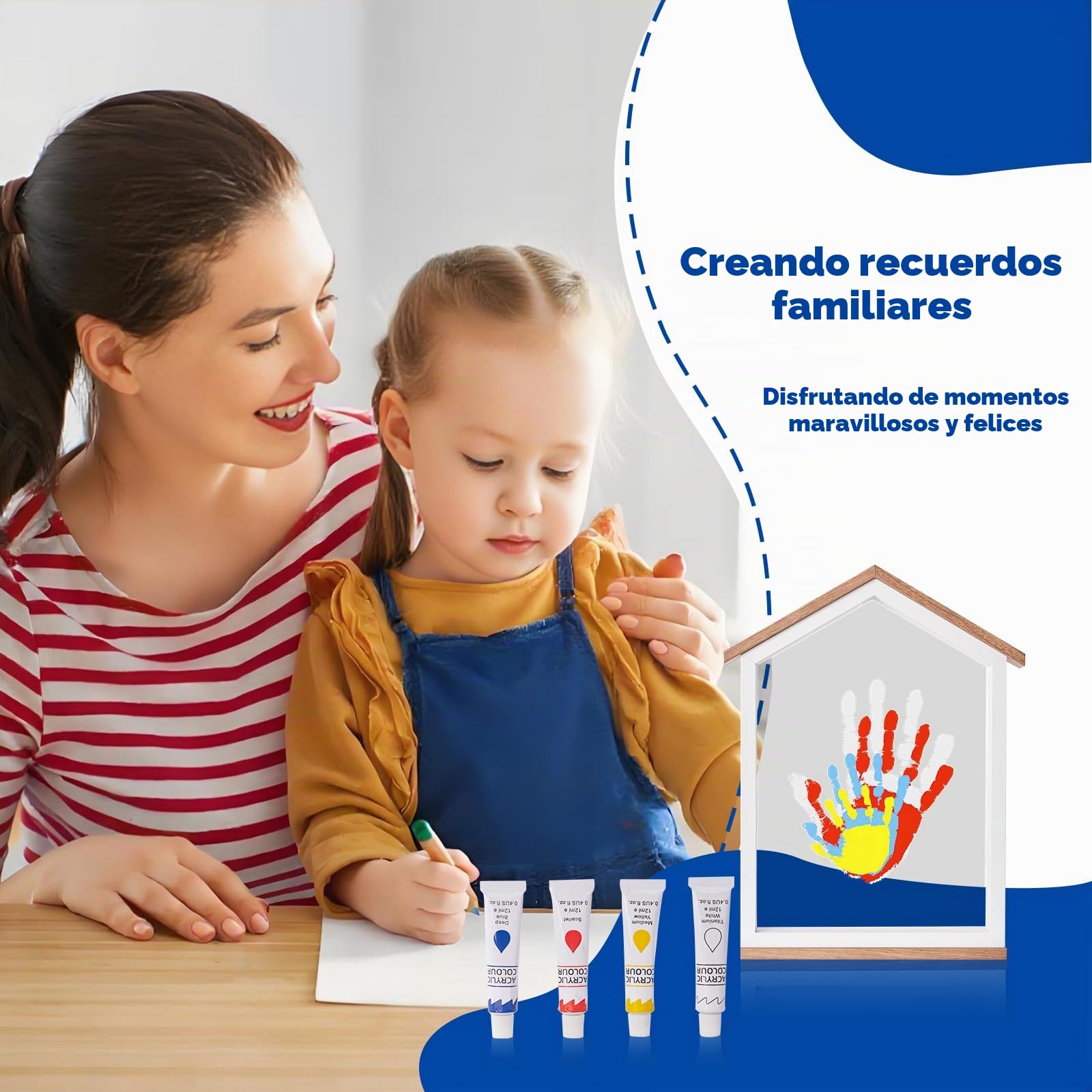 Kit exclusivo de huellas de manos familiares con forma de casa; Recuerdo único DIY, Set completo, Manualidades familiares y creación de recuerdos (Forma de casa)