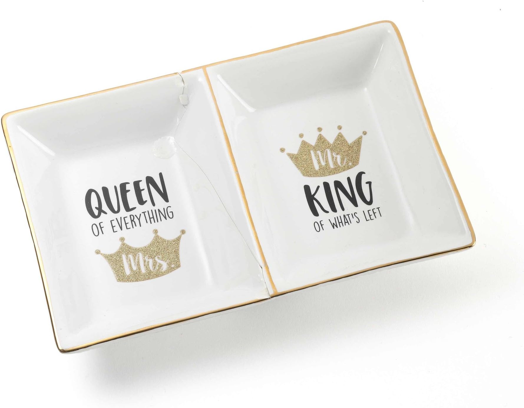 Enesco Our Name Is Mud Gold Glitter Crown Double Tray