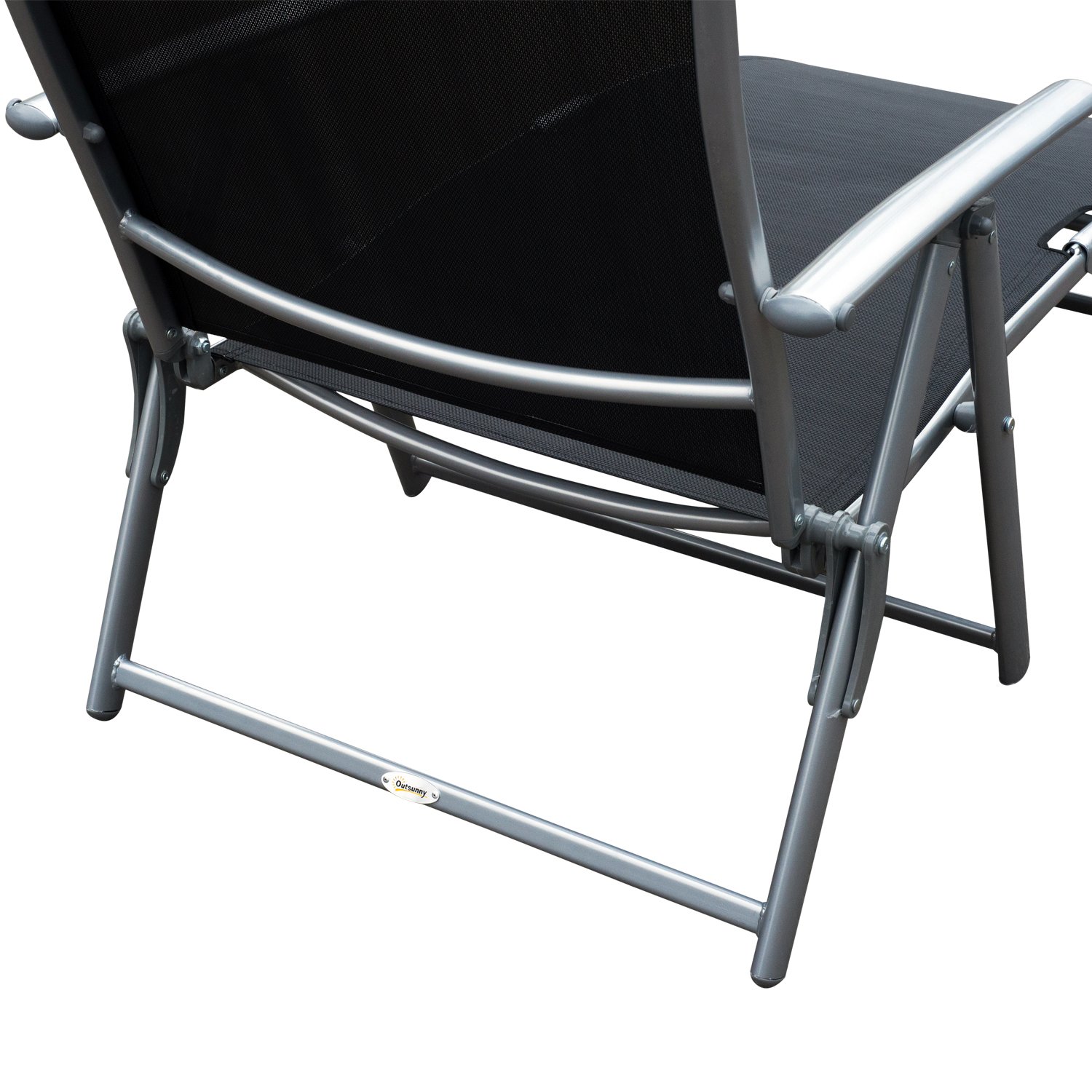 Outsunny Tumbona Plegable Tumbona de Jardín con Respaldo Ajustable en 7 Niveles Almohada y Reposabrazos Carga 165 kg para Piscina Terraza Camping 137x63,5x100,5 cm Negro