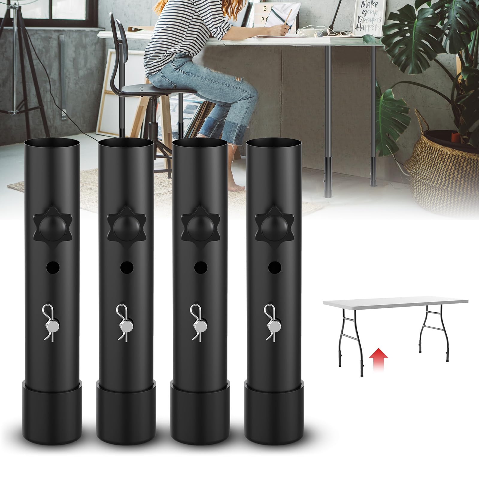 Amazon.com: Folding Table Leg Extenders,Folding Table Leg Risers for ...