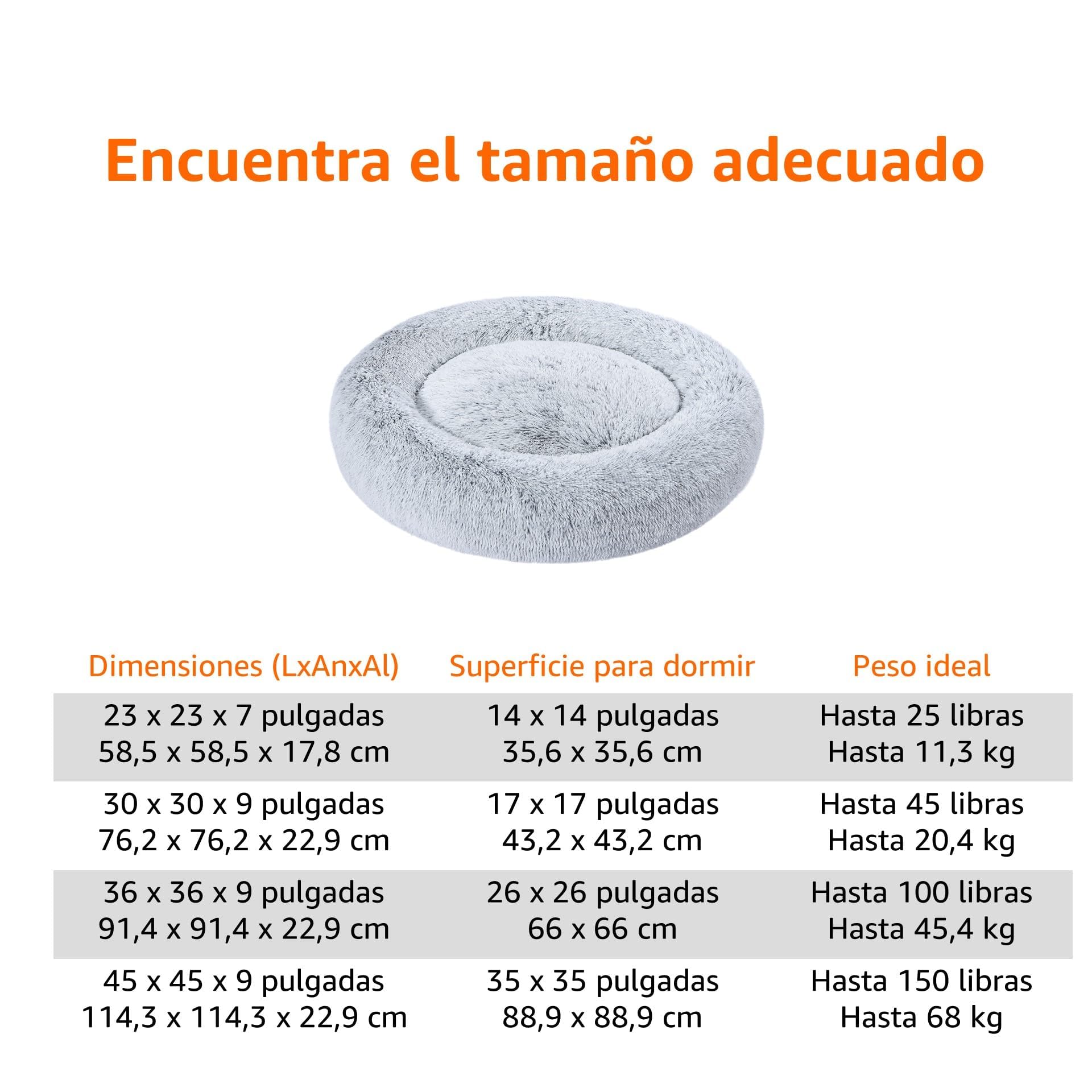 Amazon Basics Suave Cama donut para mascota de Perro, piel sintética, Se puede lavar a máquina, 91 cm, gris