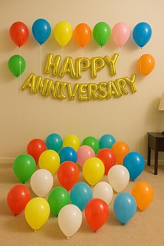 Miniatura 5 de Paquete de 100 globos de látex de 12 pulgadas, multicolor surtido con puntos de pegamento para globos, cinta y cuerda, suministros de fiesta para