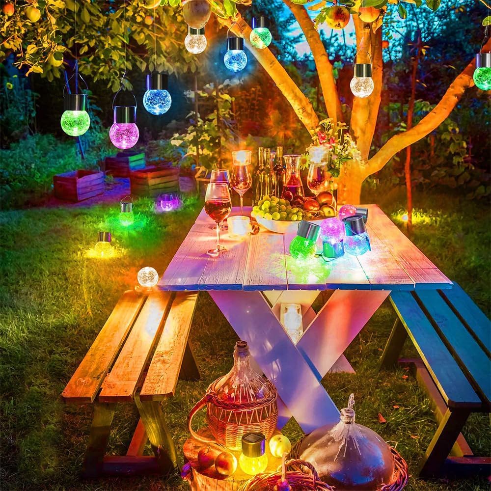 LED in Vetro Solare,10 PezzI Luci Solari Esterno,Lampada Solare in Vetro con Catena Luminosa a LED,Interno ed esterno,Giardino,Balcone,Decorazione del Partito (Colorato)