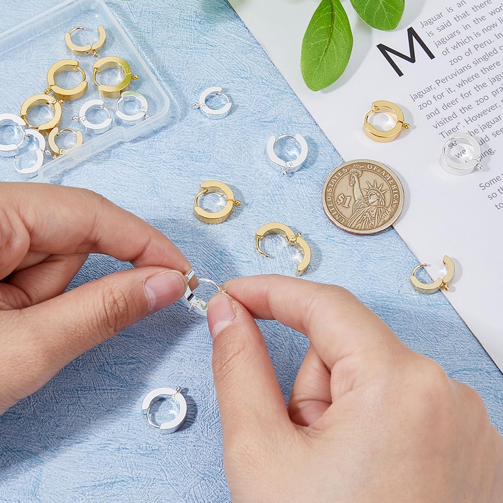 DICOSMETIC 24Pcs 2 Style Acciaio Inossidabile Huggie Hoop Leverback Orecchini Risultati Rotondi Gancio Francese Earwires con Anello Aperto Ipoallergenico Orecchini per La Creazione di Gioielli