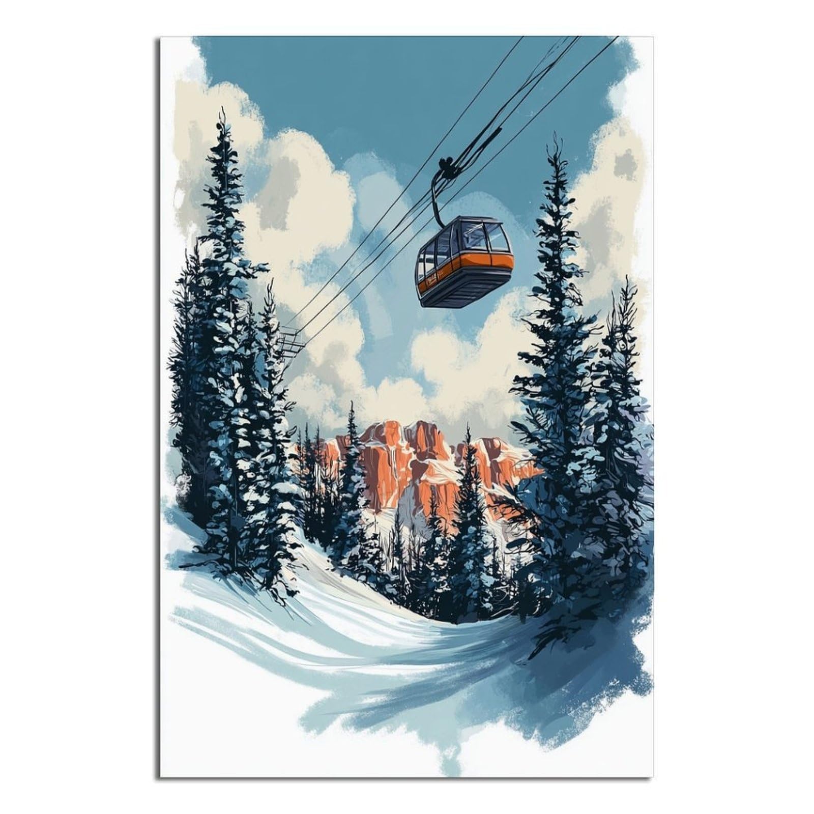 Snowbird Utah Ski Posters 20x30inch(50x75cm) Vintage Watercolor Canvas Art