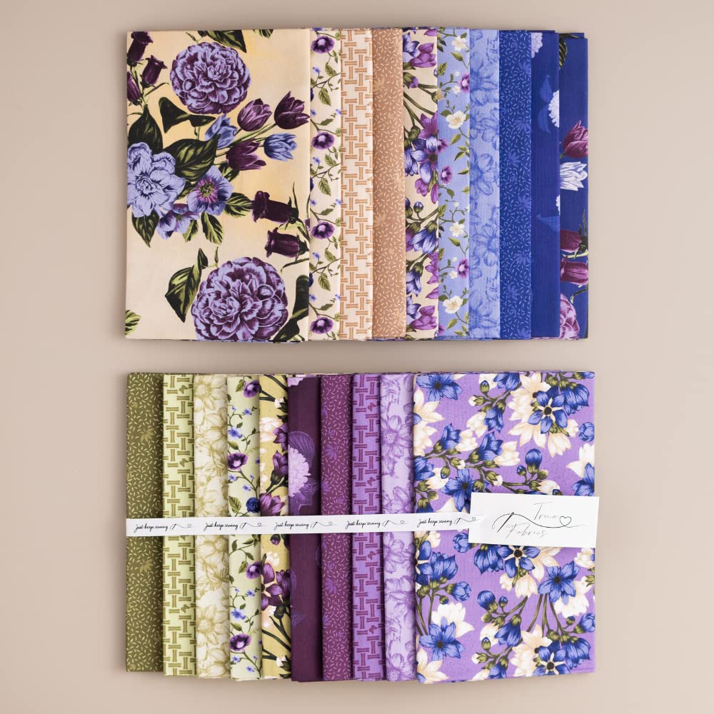 True Fabrics Wildflowers Precut Fabric (Half Yard Bundle) - 20 Pieces in 18" x 44" cuts