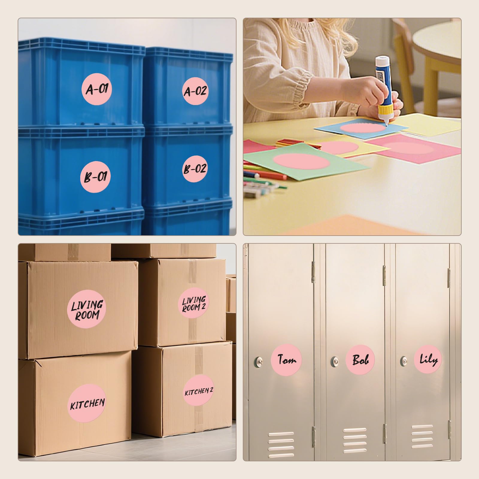 500 Stk Runde Aufkleber Stickers 76 mm Farbkodierung Kreis Etiketten Wasserfeste Rolle Markierungspunkte Rosa