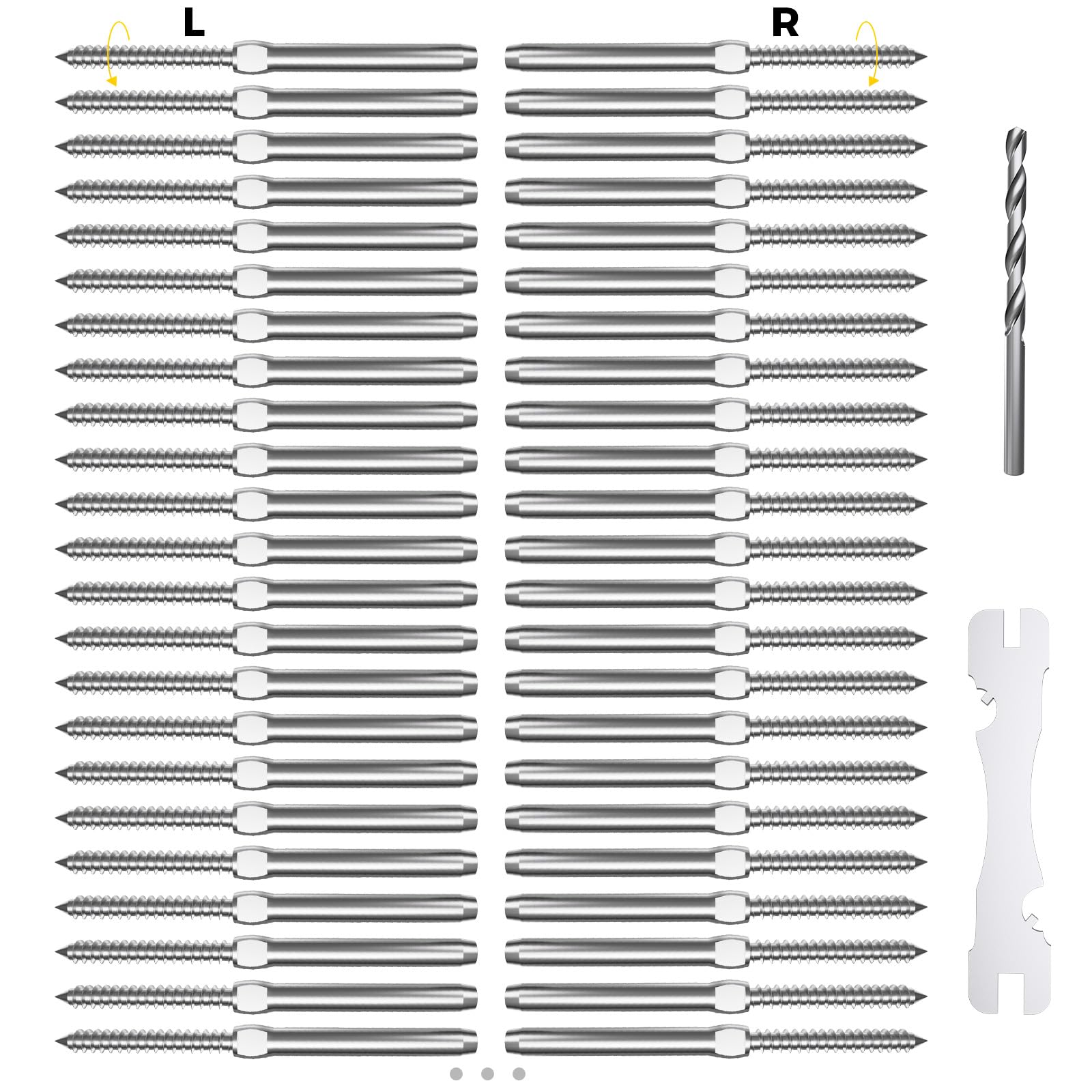 Sistema de barandilla de cable con tornillos T316 de 3/16 para postes de madera 8