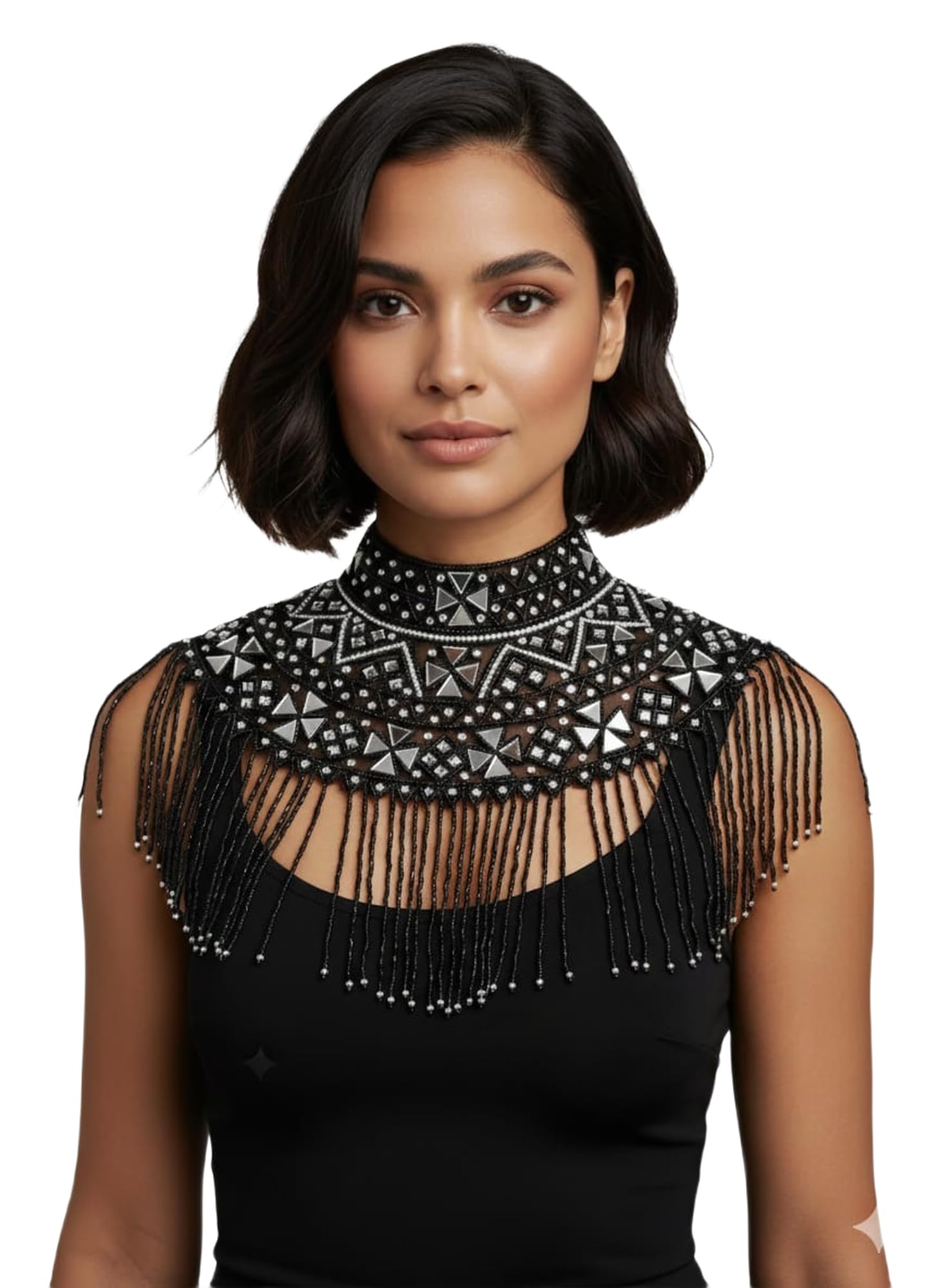 unexo Sleeveless Beaded Bodysuit Top Black FREE SIZE Elegant | Sparkle Shine-picture-10