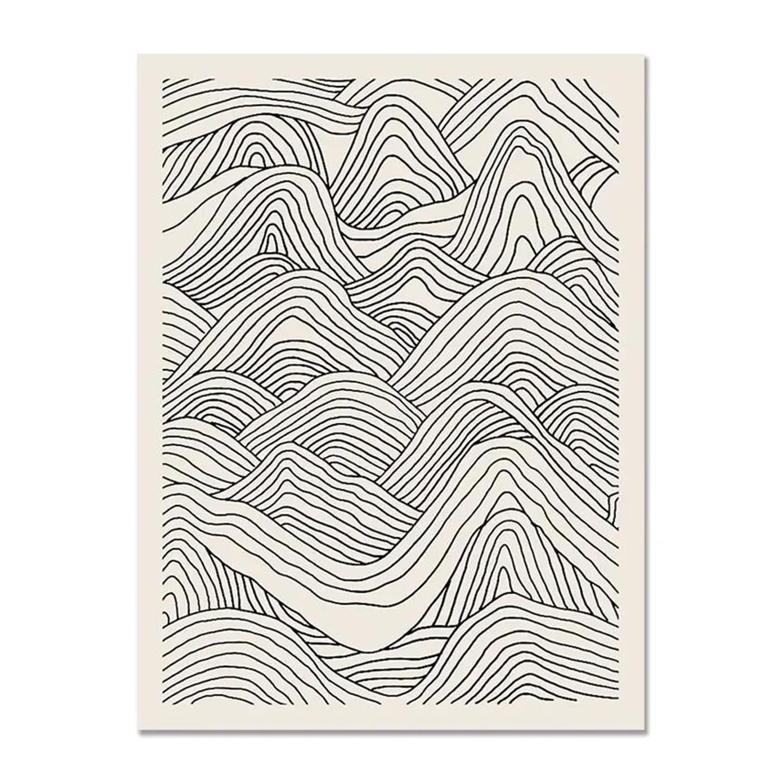 XENITE Wall Art Canvas Prints Nordic Black And White Canvas Painting No Frame Abstract Lines Distant Wall Art Picture For Living Room Decor(D,50x70cm)