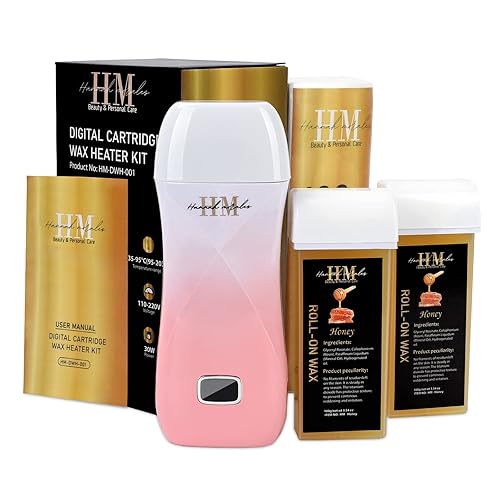 Kit de cera enrollable con calentador de cera para depilación, rodillo de cera calienta la cera para eliminar el vello no deseado de áreas