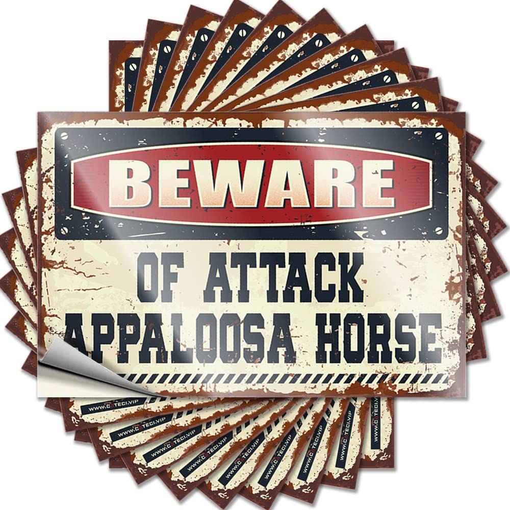 Goods Tall Sticker - Beware of Attack Appaloosa Horse Removable Decal Hard Easy Peel for Teens(6X9CM)