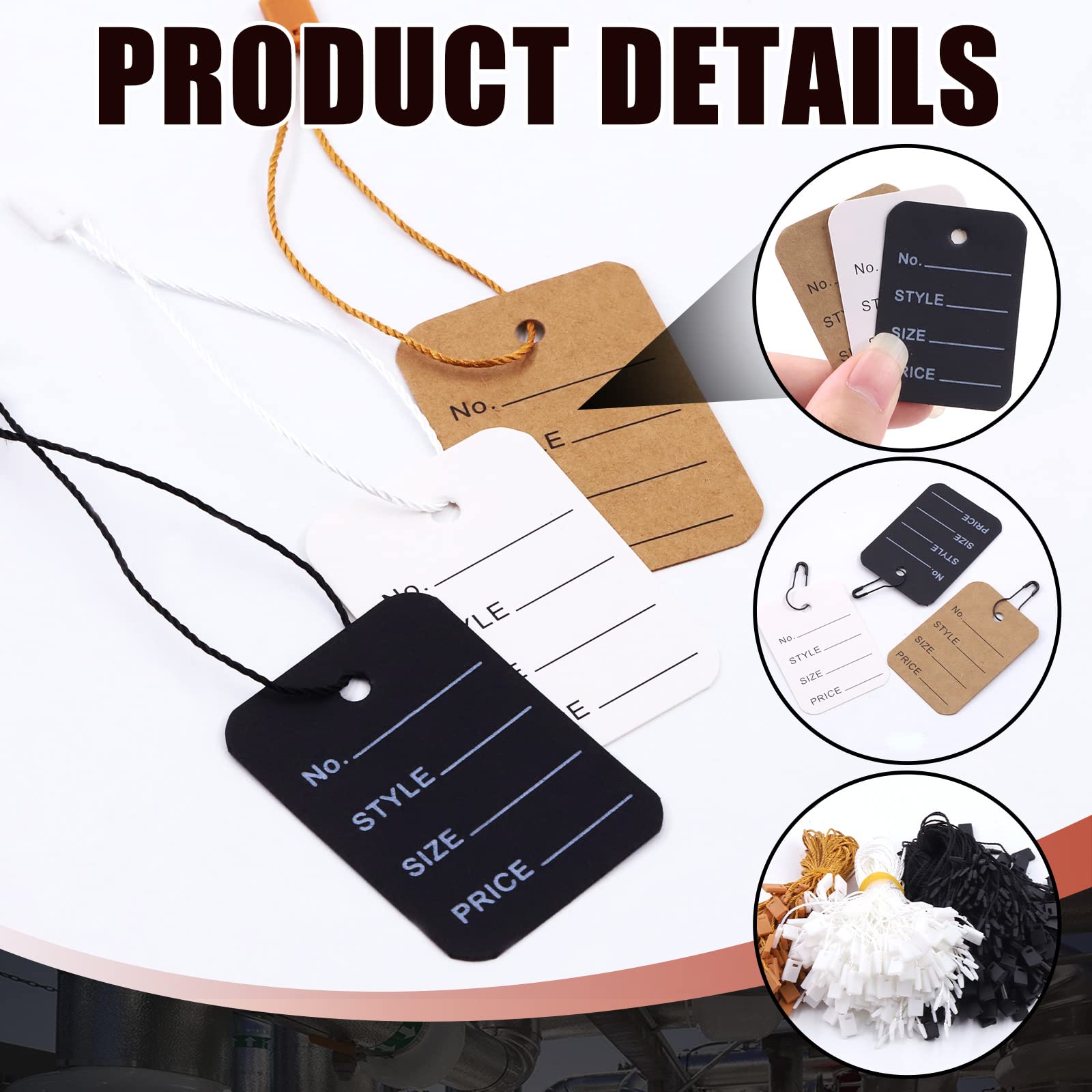 Hilitchi 1700Pcs 1.97" X 1.38" Price Tags with Hang Tag String and Black Pins - Image 4