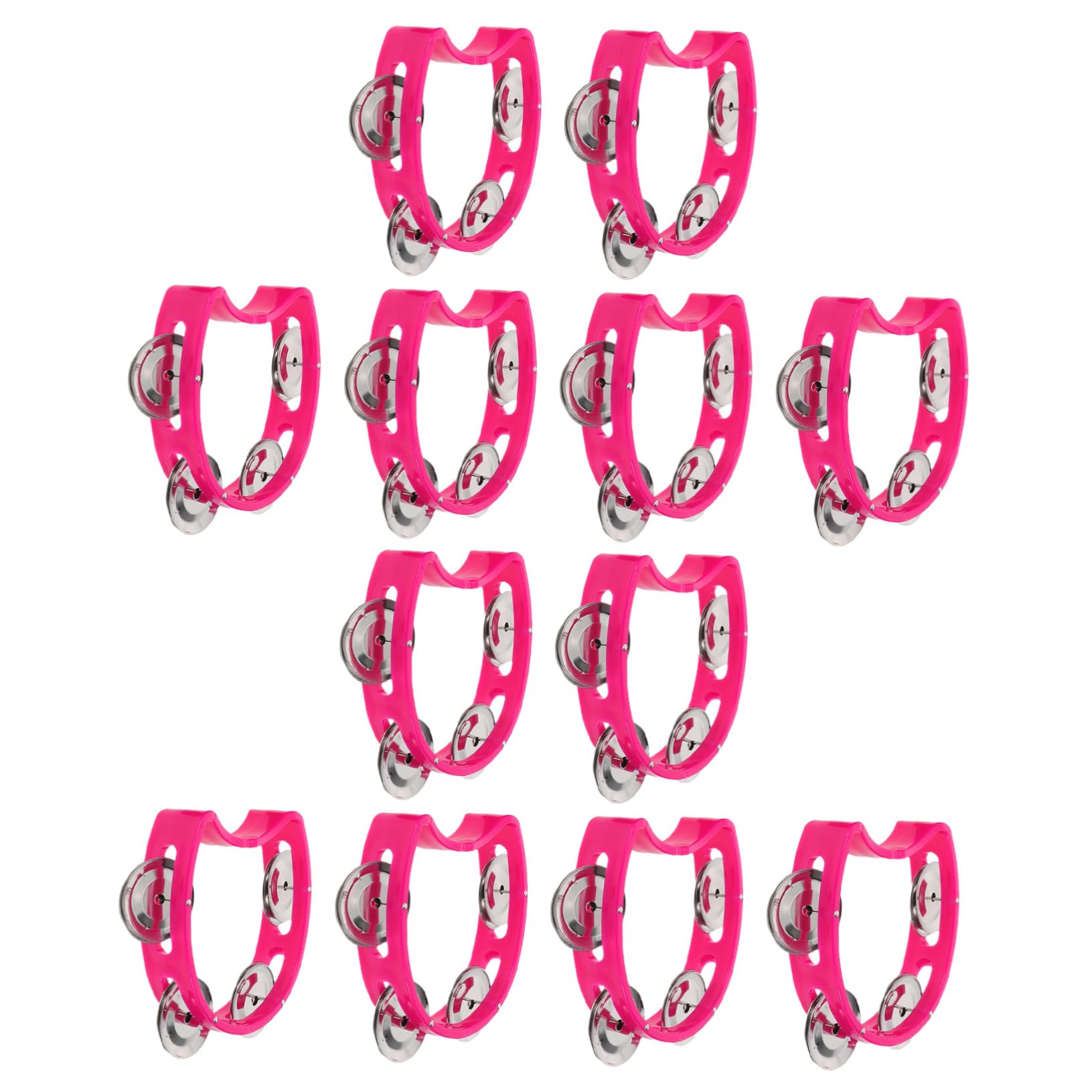 12 Stück Handglocken Tamburine Shaker Handschwing Tamburin Handbetriebene Glocke Tamburin Handtrommel Kunststoff Handglocke Edelstahl Rosy