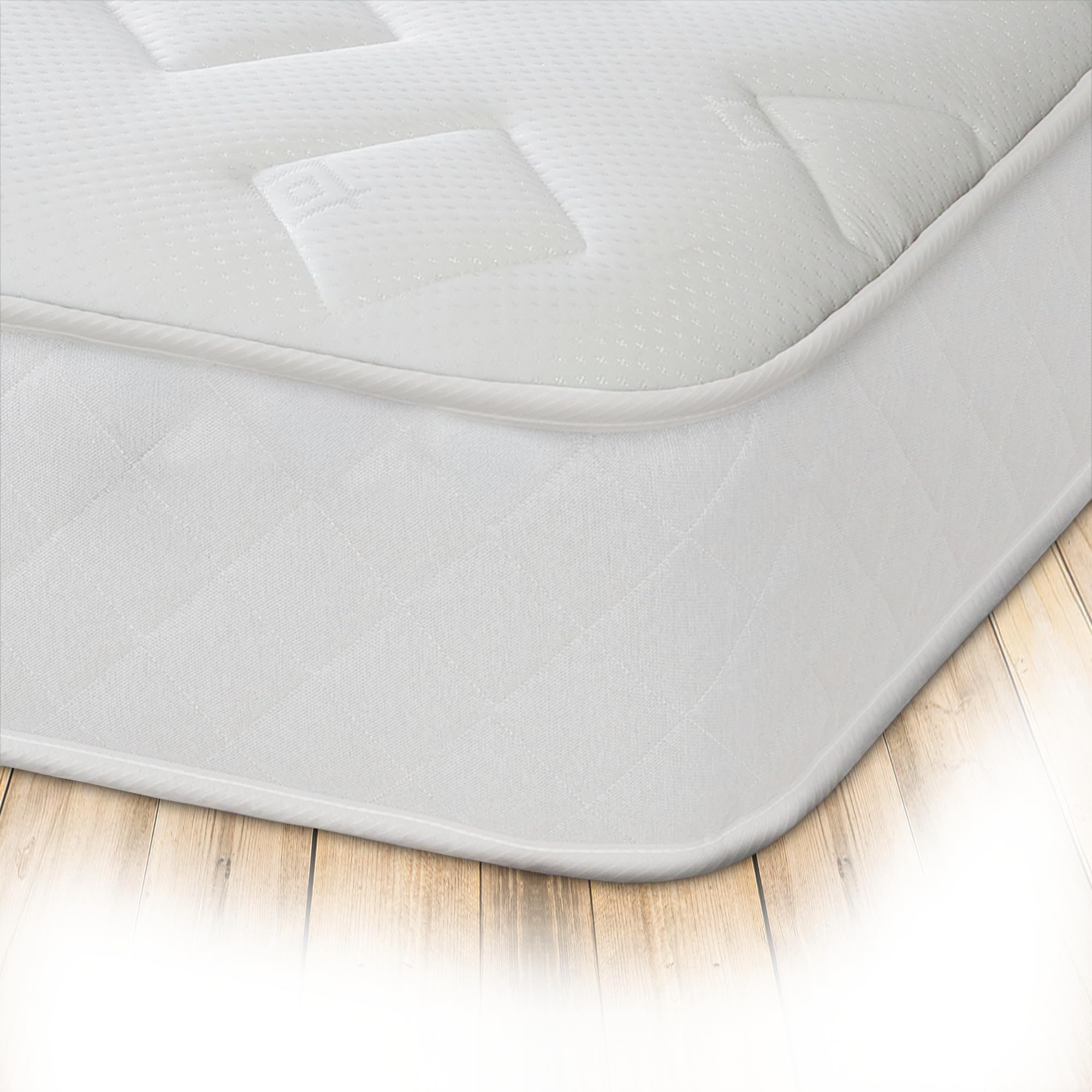Starlight Beds Essentials Jump n Tac Double Memory Foam Mattress with Springs. 7.5 Inch Hybrid 4ft6 Budget Mattress. Soft, White Border (135 x 190 x 19 cm)