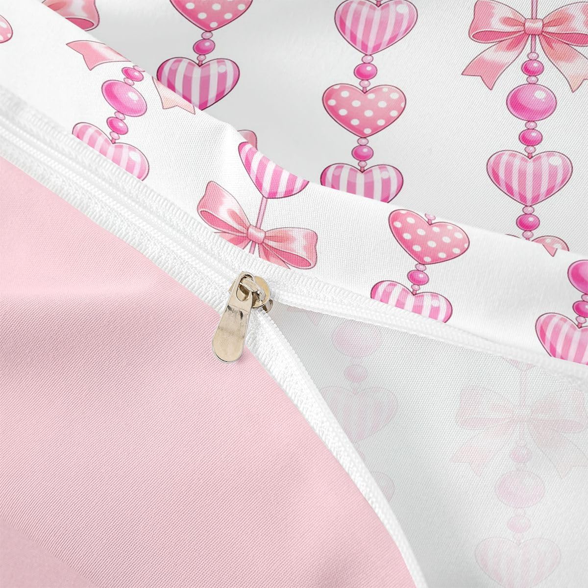 Homewish Kokarda w paski kropki dziewczęcy różowy super king zestaw pościeli księżniczka kawaii kokardka poszewka na kołdrę wstążka poszewka na kołdrę geometryczne marzycielskie urocze
