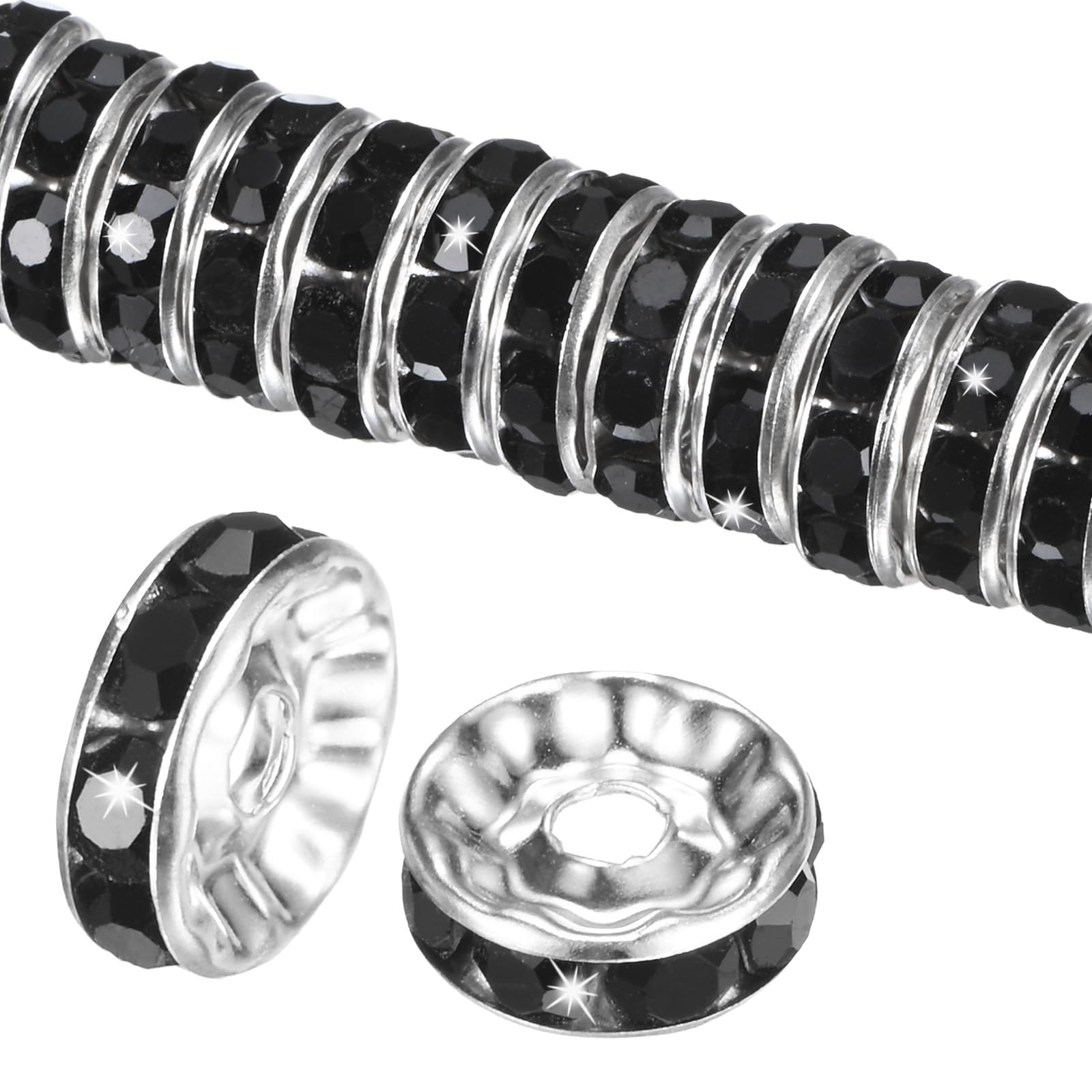Perles d'espacement rondelles noires pour créer vos propres bijoux et bracelets DIY faits main