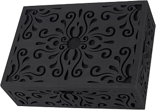 Doorbell Chime Cover Box Only, 10.4x7.3x3.3In Decorative Wooden Door Bell Chime Box with Screw for Installation, Wall-Mount DoorBell Cover, Universal Indoor Door bell Covers for Home Upgrade(Black)