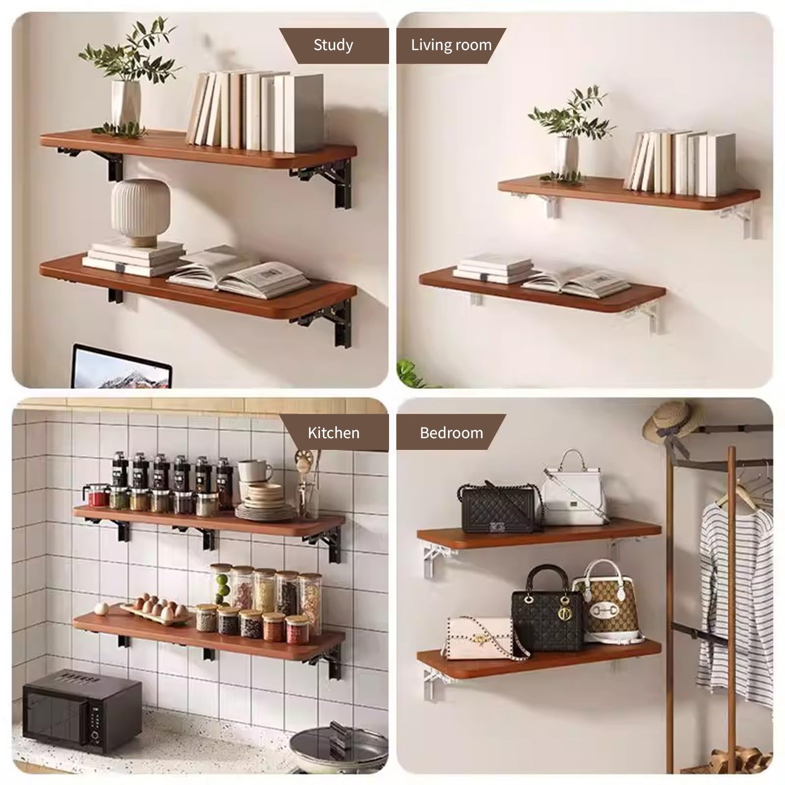 Tavolo Pieghevole a Parete, Moderno Stretto Sospeso, Minimalista, Placca Eco Legno, Salvaspazio per Bar Ristoranti Caffè(Walnut wood,40 * 30cm)