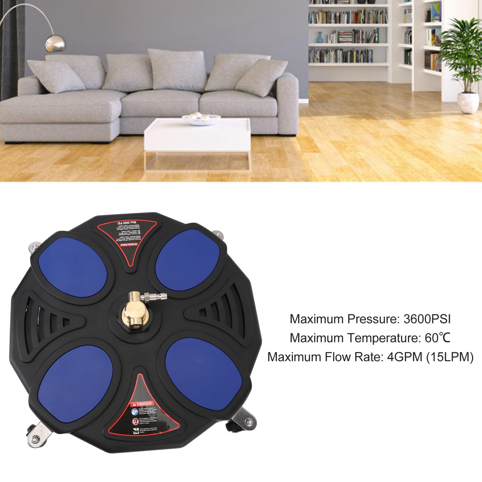 Limpiador de Superficies para Lavadora a Presión, Varitas de Extensión de 16 y Accesorio Limpiador de Superficies de Enchufe Rápido de 1/4 para Hormigón, Patio, Acera, 3600PSI