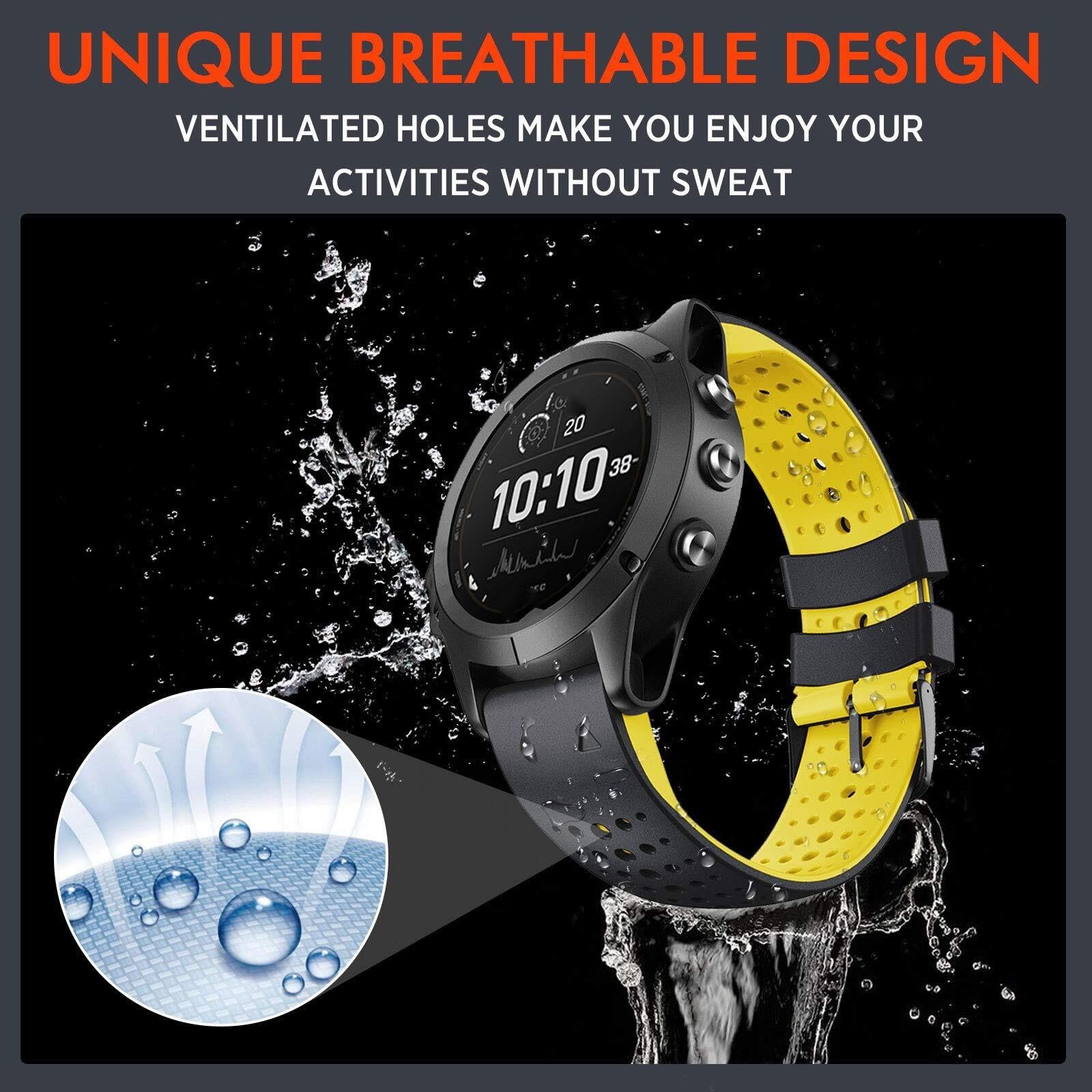 JDIME Silikonowy pasek do zegarka 22 mm do zegarka Garmin Fenix ​​6, 7, 8 Sapphire, 6 Solar, 5 Plus, 4, Forerunner 935, 945, 955, 965