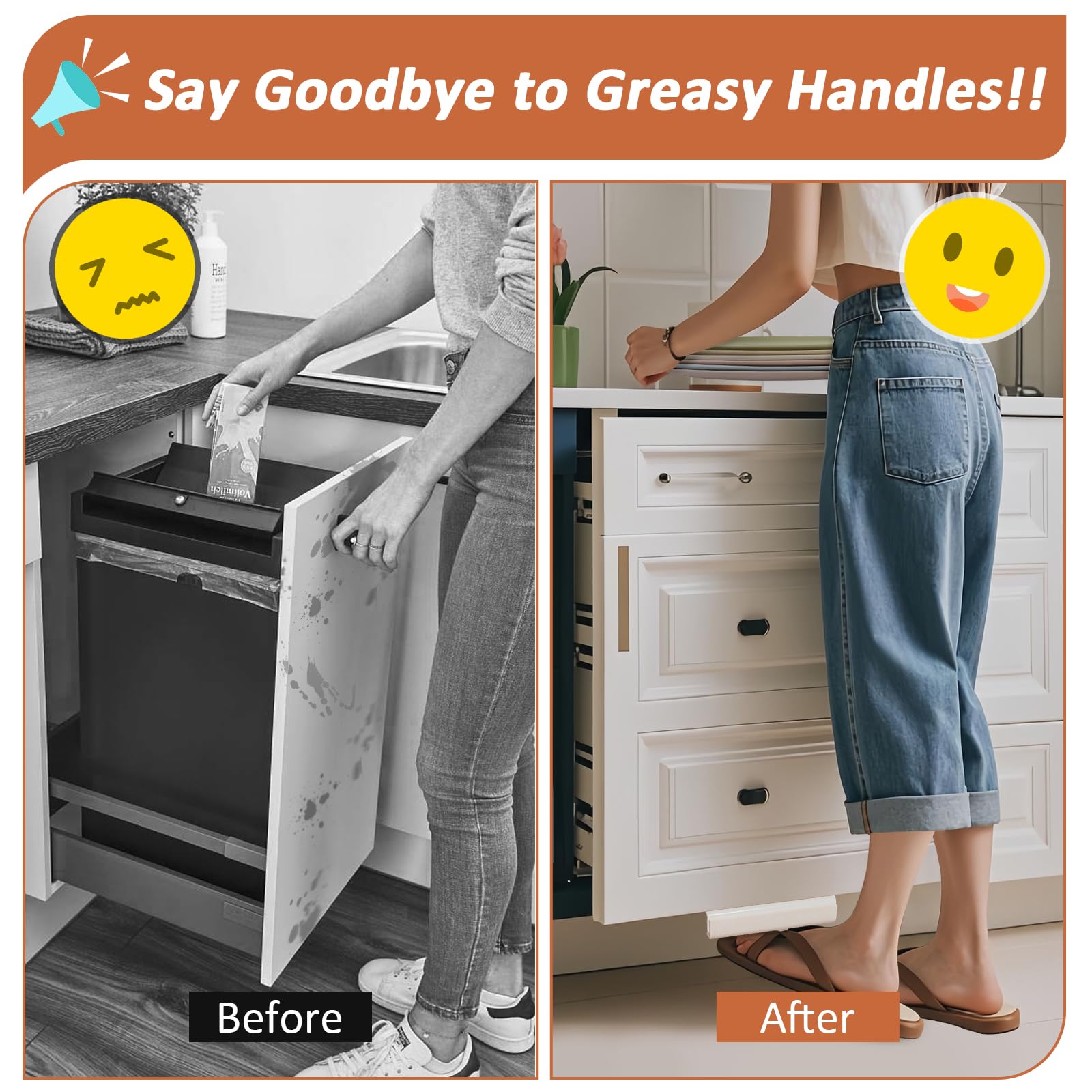 Cabinet Foot Pull - Hands-Free Trash Drawer Access -4 Cabinet Foot Pull - Hands-Free Trash Drawer Access -4