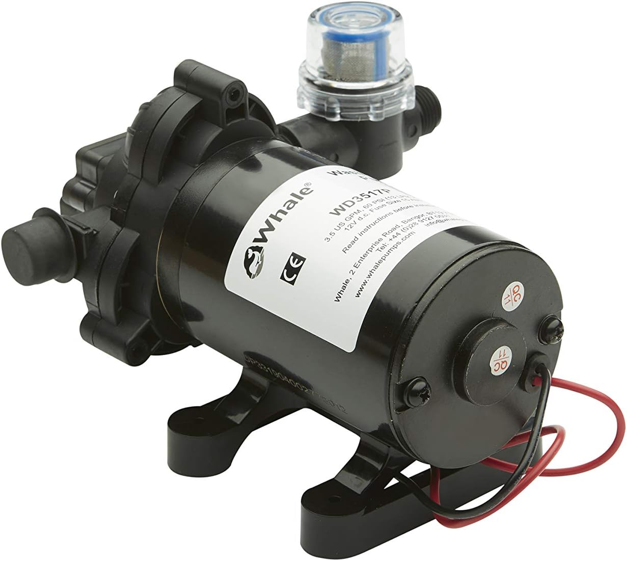 Whale WD3517P High-Pressure Wash Down Pump, 3.5 Gal./Min., 50 PSI (4.0 Bar), 12V, Two 1/2-In. Barbed Connections