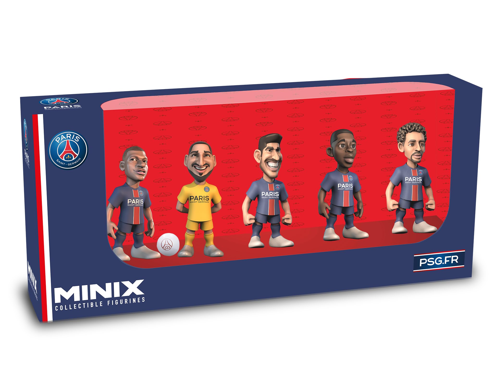 MINIX - Confezione da 5 figure Paris Saint-Germain Calcio Club - Collezionabili da 12 cm per esposizione, idea regalo per bambini e adulti, fan di calcio - MN12350