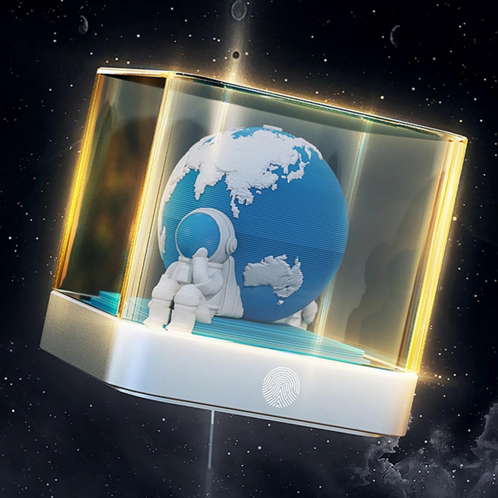 Motivationskalender Kalender 2026, Schreibtisch-Notizblock mit 3D-Katzenmotiv aus Papier, Geschenkidee Coole Geschenke für Kollegen(Earth-d,With Light)